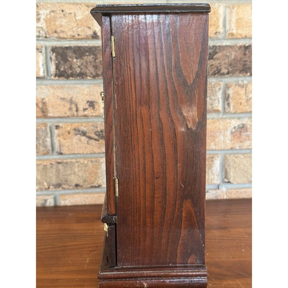 Vintage Wood Jewelry Cabinet w Floral Glass Door & Drawer Cottagecore